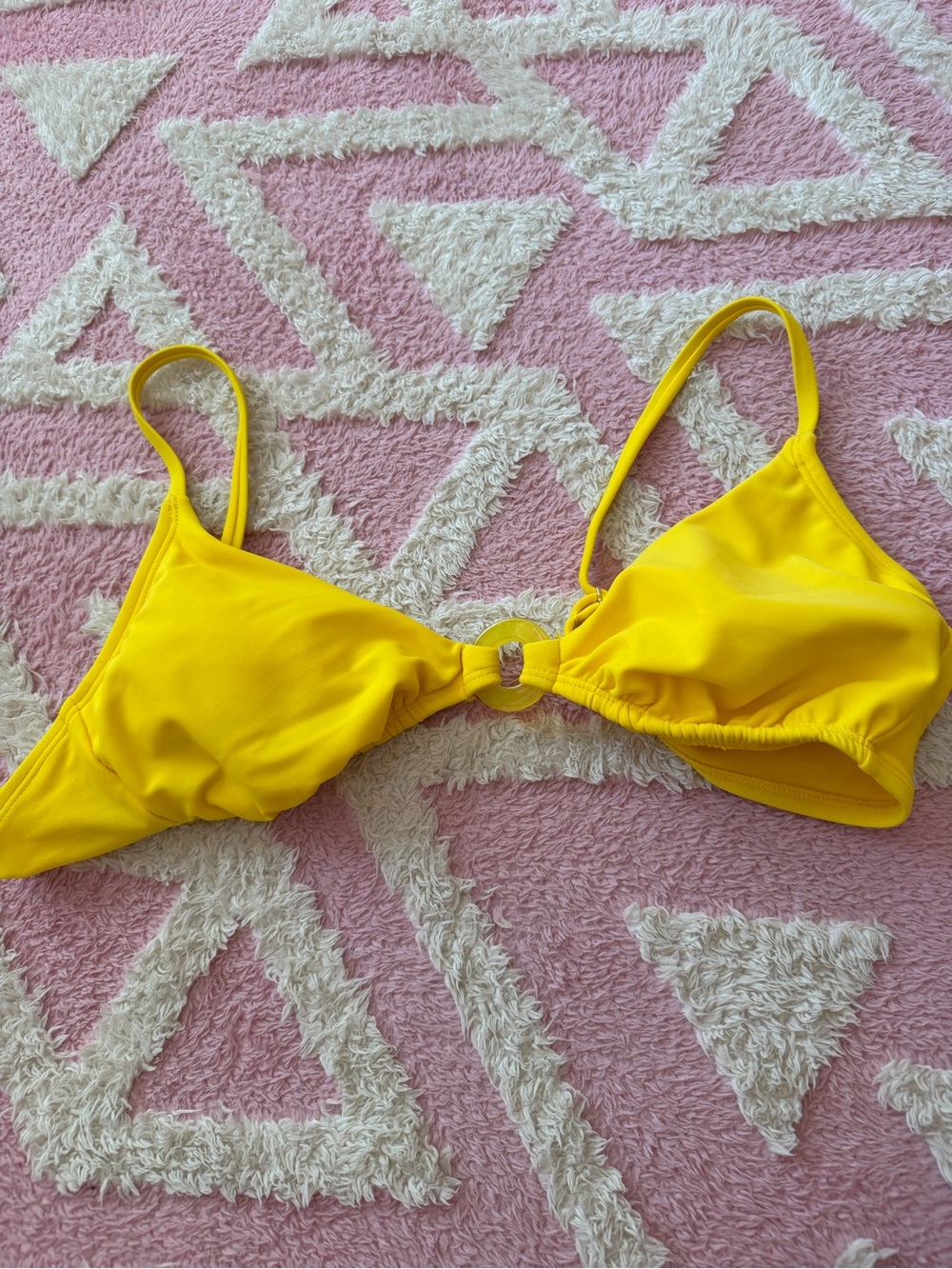 wild fable Yellow Ring-Detail Triangle Bikini Top
